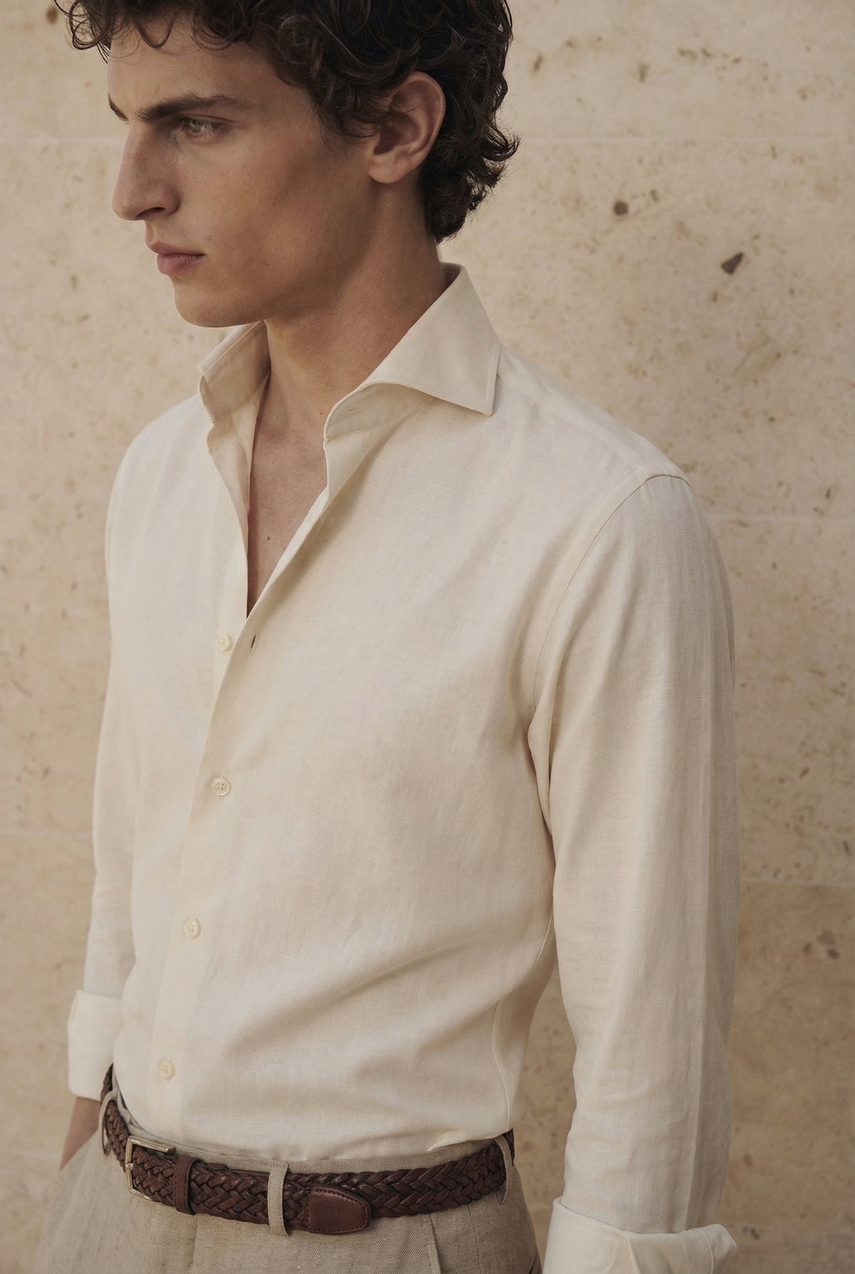 Ecru Cotton Shirt Detail View